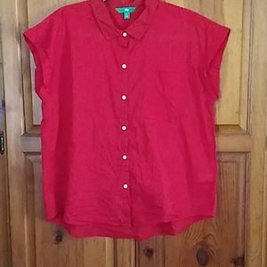 DIP 100% Cotton Sleeveless Red Blouse
